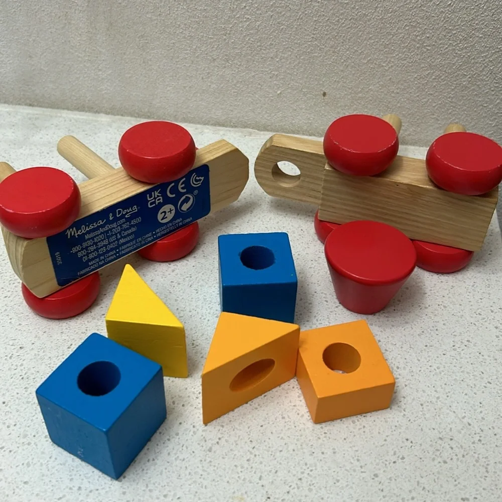 🦋 Colorful Wooden Train Melissa and Doug Set for Toddlers!